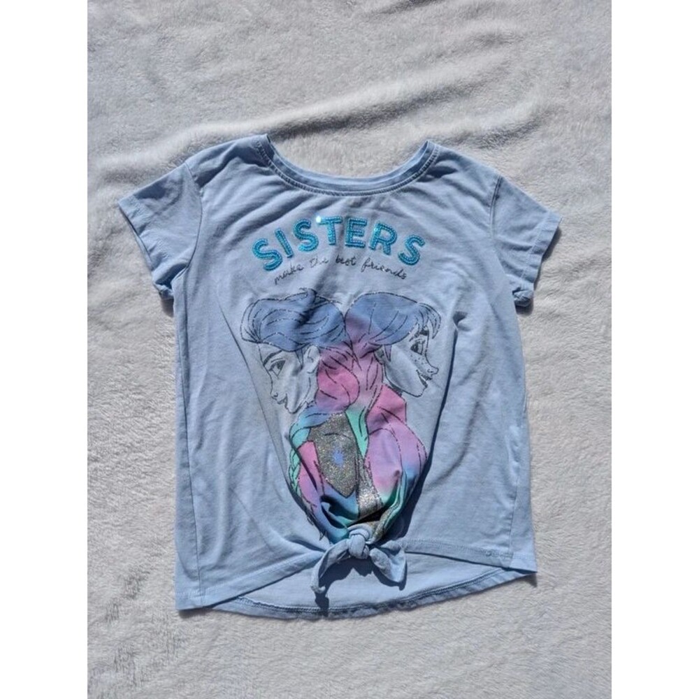 Disney Frozen Sisters Tee Elsa & Anna Blue Shirt Size 6